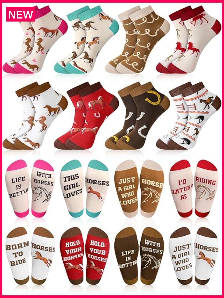 8 Pairs Novelty Horse Ankle Socks For Women Equestrian Western Gift